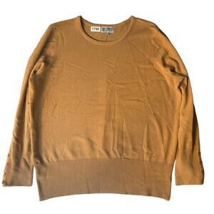 JM Collection Women’s Screw Neck Knit Sweater size XL, Solid Brown